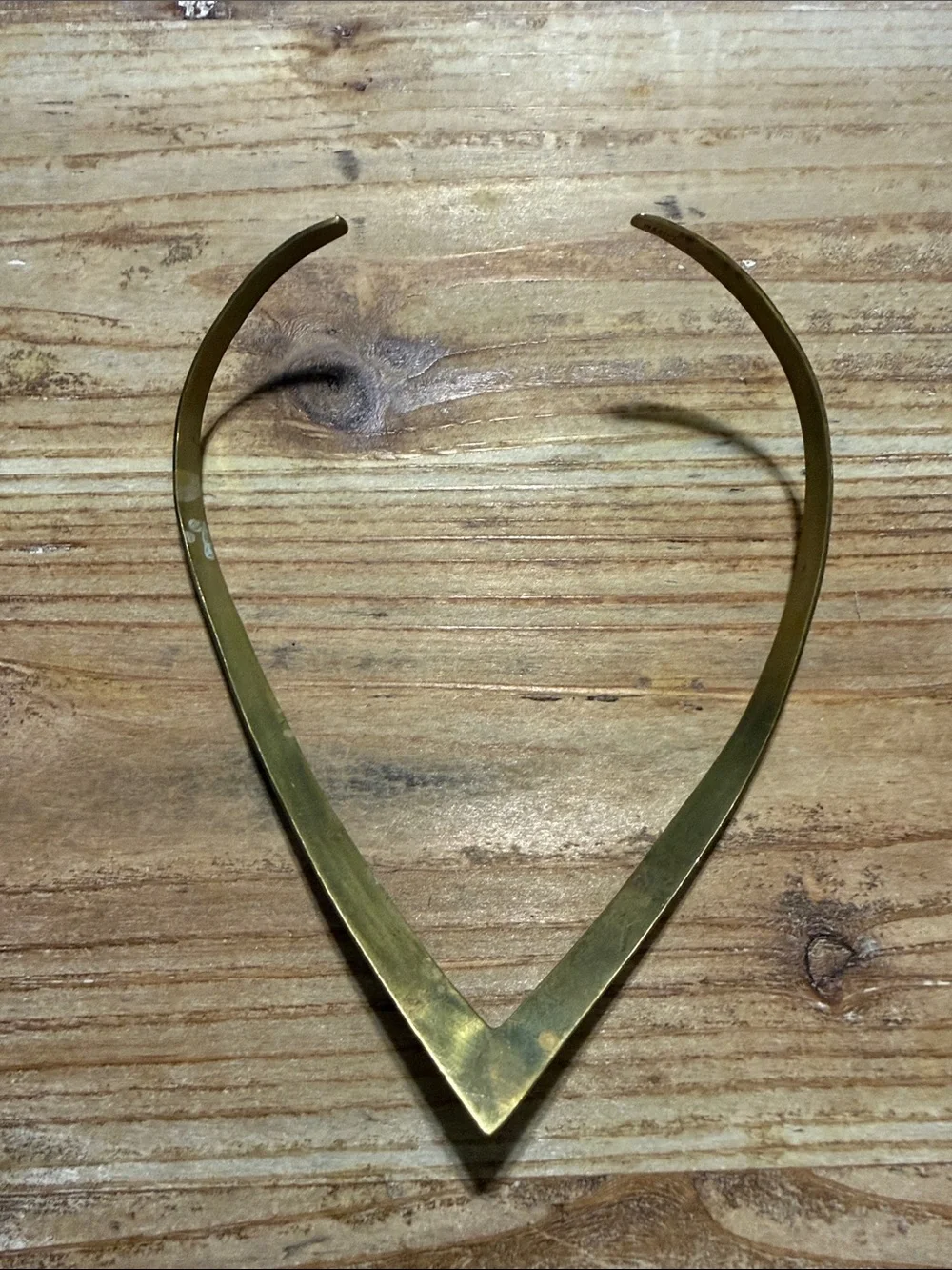 Vintage Gold Tone V Choker Collar Statement Necklace